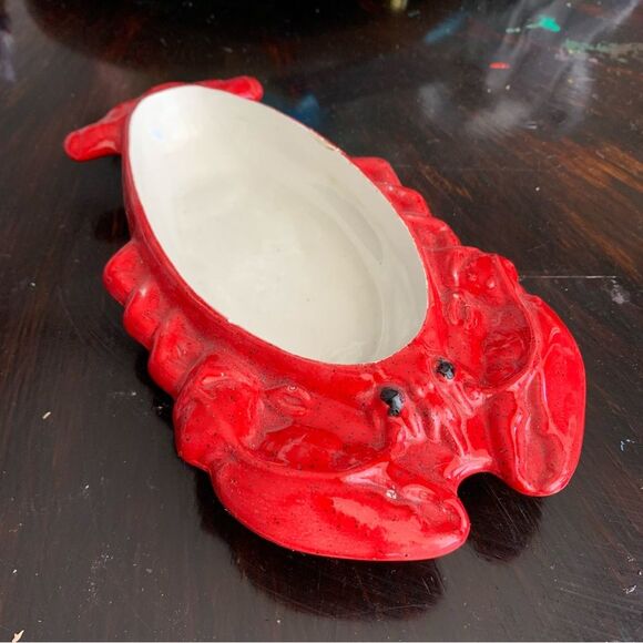 Set of 4 Vintage Red Crab Ceramic Serving Dishes – Coastal Lobster Bake Bowls - Picture 13 of 13
